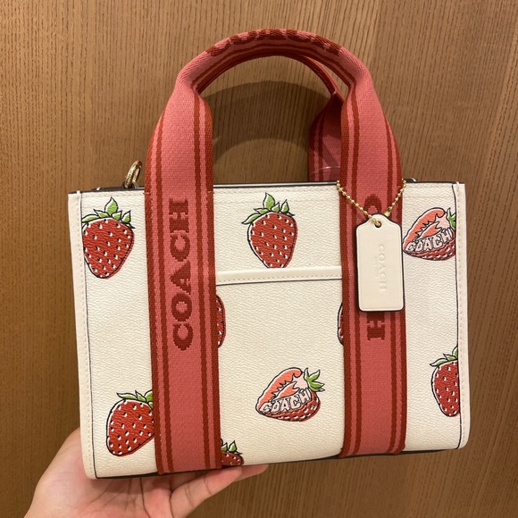 Coach Smith Tote Bag 24 With Strawberry Print # CAR80 - Picture 5 of 9